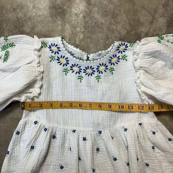 sachin and babi light blue dress Indigo V-Neck Embroidered Linen Cotton Dress